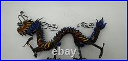 A Fabulous Vintage Chinese Filigree Sterling Silver & Enamel Dragon Sculpture