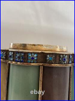 A Rare Cased Chinese Silver Gilt and Enamel Tea Caddy c. 1900, Marked (F2339)