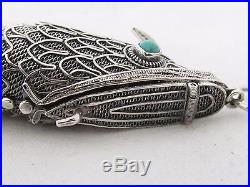 A Solid Chinese Silver Filigree Articulated Fish Pill Box Pendant