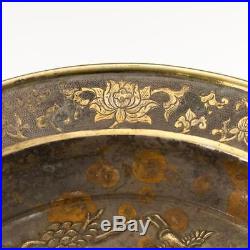 ANTIQUE 17thC RARE CHINESE MING DYNASTY SOLID SILVER-GILT DISH c. 1640