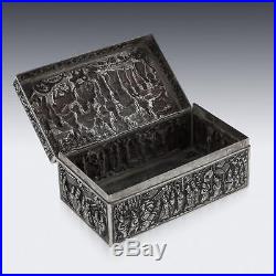 ANTIQUE 19thC CHINESE SOLID SILVER DECORATIVE BOX, XIANG HE c. 1860