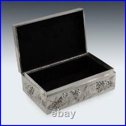 ANTIQUE 20thC CHINESE SOLID SILVER DECORATIVE JEWELLERY BOX, SING FAT c. 1900