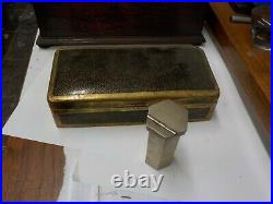ANTIQUE CHINESE 6SIDED LIDDED SILVER BOX withINSCRIPTION&BRASS ENAMAL HUMIDOR BOX