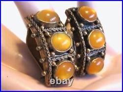 ANTIQUE CHINESE EXPORT ORANGE ICE NEPHRITE JADE EARRINGS w ORIGINAL SILK BOX