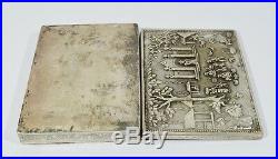 ANTIQUE CHINESE EXPORT SILVER BOX 19/20th CIGARETTE CASE RELIF