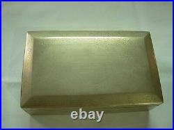 ANTIQUE CHINESE EXPORT SILVER WOOD LINED CIGAR OR JEWELRY BOX w MEDALLION 8.5