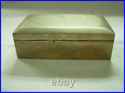 ANTIQUE CHINESE EXPORT SILVER WOOD LINED CIGAR OR JEWELRY BOX w MEDALLION 8.5