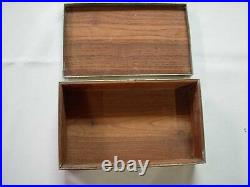 ANTIQUE CHINESE EXPORT SILVER WOOD LINED CIGAR OR JEWELRY BOX w MEDALLION 8.5