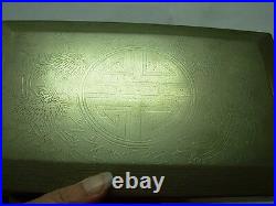 ANTIQUE CHINESE EXPORT SILVER WOOD LINED CIGAR OR JEWELRY BOX w MEDALLION 8.5