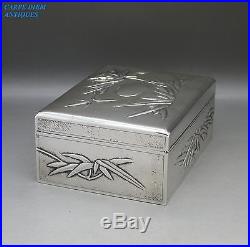 ANTIQUE CHINESE GOOD SOLID SILVER CIGARETTE BOX BY YOK SANG, SHANGHAI QING c1910