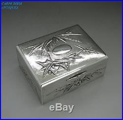 ANTIQUE CHINESE GOOD SOLID SILVER CIGARETTE BOX BY YOK SANG, SHANGHAI QING c1910