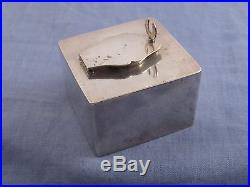 Antique Chinese Silver Travelling Pocket Lock Down Signed Square Inkwell Box