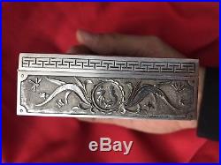 ANTIQUE CHINESE SOLID STERLING EXPORT SILVER BOX EMBOSSED CHINA CALLIGRAPHY 125g