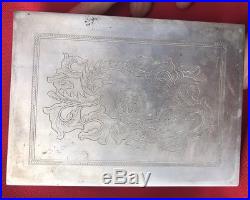 ANTIQUE CHINESE SOLID STERLING EXPORT SILVER BOX EMBOSSED CHINA CALLIGRAPHY 125g