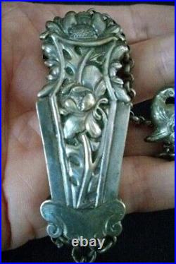 ANTIQUE CHINESE STERLING SILVER NEEDLE CASE HANGING PENDANT c1800 Qing Dynasty