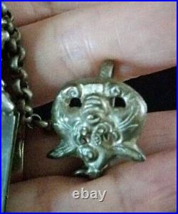 ANTIQUE CHINESE STERLING SILVER NEEDLE CASE HANGING PENDANT c1800 Qing Dynasty