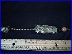 ANTIQUE CHINESE STERLING SILVER NEEDLE CASE HANGING PENDANT c1800 Qing Dynasty