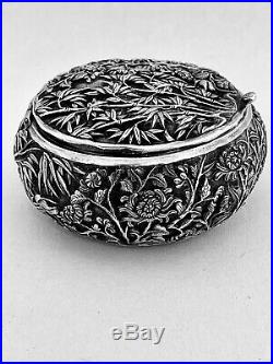 ANTIQUE CHINESE export STERLING SILVER BOX BY KYYUM STUNNING DECOR
