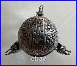 ANTIQUE Chinese 41gm Sterling Silver Figural Dragon 3 Legged Spice Box Stamped