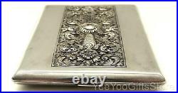 ANTIQUE embossed Chinese-Yogya/Djokja export SOLID SILVER cigarette CASE-box
