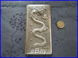 ARGENT MASSIF CHINESE EXPORT SILVER BOX DRAGON CHINE GRAND ETUI CIGARETTES 221g