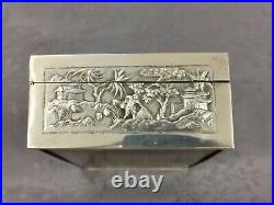 ARGENT MASSIF INDOCHINE GRAND COFFRET CHINESE EXPORT SILVER BOX 494g