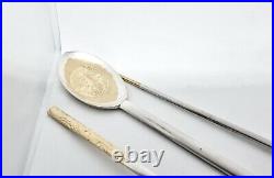 Ag. 999 Silver Chinese Character Chopsticks & Spoon For Two, Excellent, Orig Box