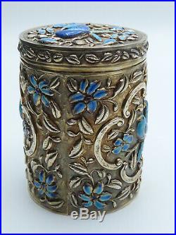 Alte Teedose Silber Emaille China Vintage Chinese silver enamel tea caddy box