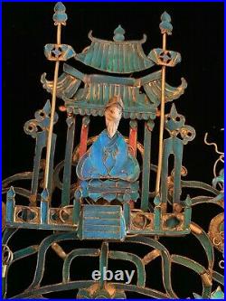 Amazing Chinese Qing Dynasty Kingfisher Headdress in Shadow Box Frame