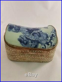 Amazing Vintage Chinese Porcelain and Silver Dragon box