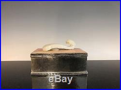 An Antique Silver Agate And White Jade Black Stark & Frost Cigarette Box