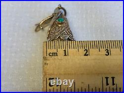 Antiq Chinese Silver Pill Box Pendant Articulating Koi Fish Gold Wash Filigree