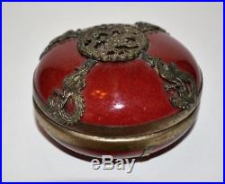 Antique 1875 1908 Guangxu period Chinese Porcelain/Silver Ink Box Kangxi style