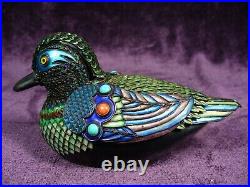 Antique 19/20C Chinese silver enamel duck box coral turquoise 11.6 oz