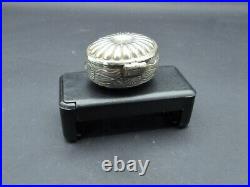 Antique 1920s Chinese Japanese Repousse Sterling Silver Pill or Jewelry Box