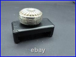Antique 1920s Chinese Japanese Repousse Sterling Silver Pill or Jewelry Box