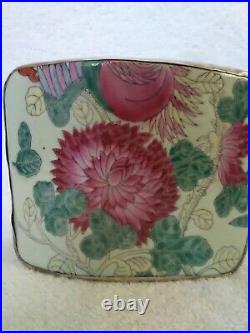 Antique 19c Chinese Silver Trinket Box withold porcelain shard inlaid