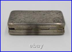 Antique 19th Century Canton Chinese Export Silver Floral Engraved Snuff Box HCH