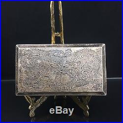 Antique 19th Century Chinese Export Sterling Silver Dragon Box By Wing Hang