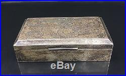 Antique 19th Century Chinese Export Sterling Silver Dragon Box By Wing Hang