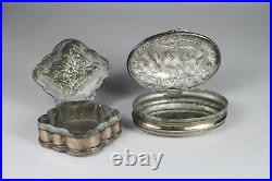 Antique 19th Century Chinese Straits Repousse Silver White Metal Box Boxes x4