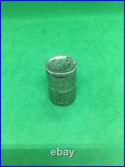 Antique 19thc Chinese Or European Neillo Solid Silver Cylinder Pill Or Snuff Box