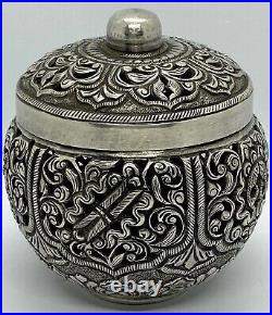 Antique Asian Chinese Sterling Silver Pierced Incense Burner With Lid 196g