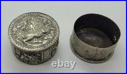 Antique Beautiful Chinese Export Solid Silver Box & LID Dragon Scene 34 G
