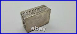 Antique Beautiful Chinese Export Solid Silver Box & Lid, Dragons & Flowers Scene