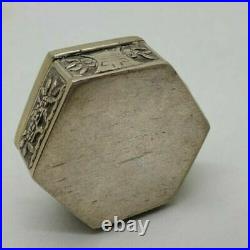 Antique Beautiful Chinese Export Solid Silver Snuff Box 30 G. /b021