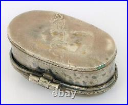 Antique Beautiful Sterling Silver Possibly Chinese Trinket Pill Box Nice Lion