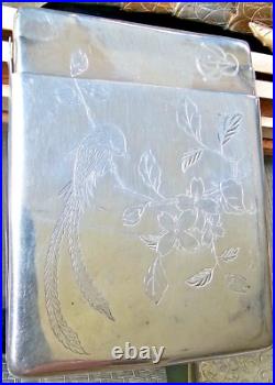 Antique Bird Sterling Silver Chinese RAMC Peking Bao Heng Xiang Cigarette Case