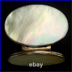 Antique C19th CHINESE Qing Sterling Silver Gilt Mother-of-Pearl SNUFF BOX c1820