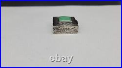 Antique CHINESE EXPORT STERLING SILVER JADE PILL BOX